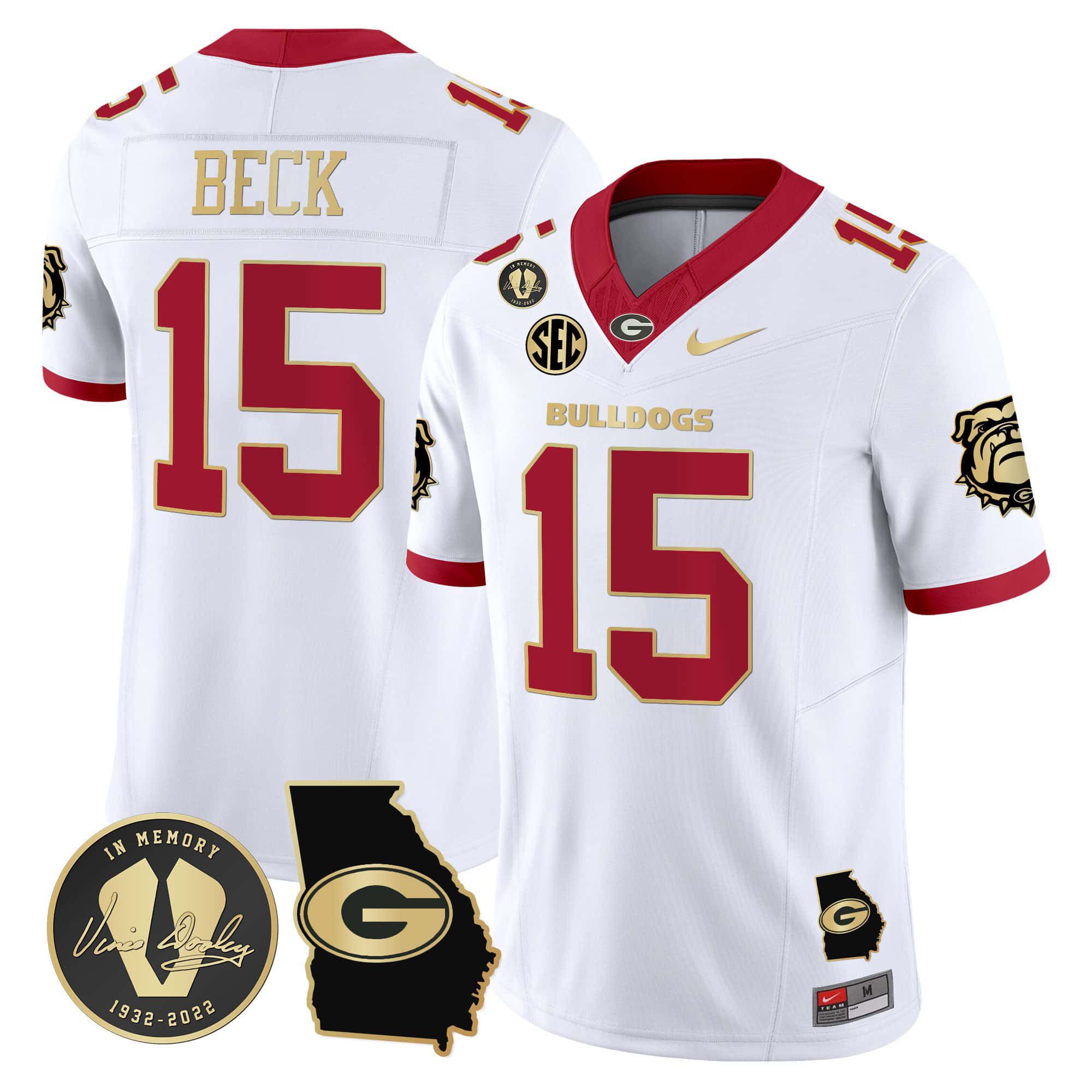 Men Georgia Bulldogs #15 Beck White 2024 Nike Vapor NCAA Jersey